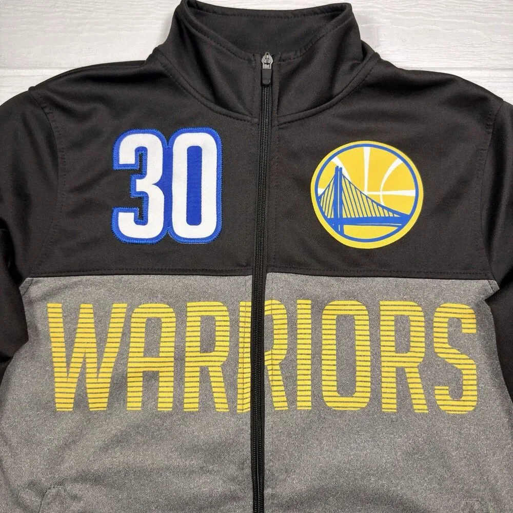 Golden State Warriors Stephen Curry #30 Full Zip Track Jacket NBA S Black Gray